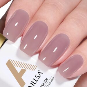 AILLSA Nude Gel Polish Crystal Violet Jelly Gel Nail Polish light Purple Translucent Gel Polish Long Lasting Sheer Neutral Color Nails Soak Off U V Gel for Nail Art at Home Valentine Gift 0.51 Oz GD62