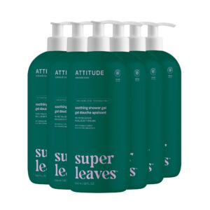 ATTITUDE Body Wash, EWG Verified Shower Gel, Dermatologically Tested, Plant and Mineral-Based, Vegan Personal Care Products, White Tea Leaves, 32 Fl Oz (Pack of 6)