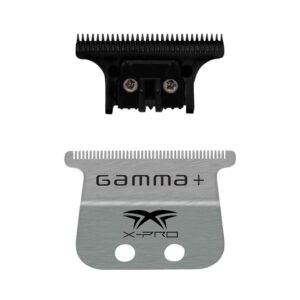 GAMMA+ Replacement X-Pro Wide Stainless Steel with Black Diamond Carbon DLC The One Cutting Trimmer Blade Set