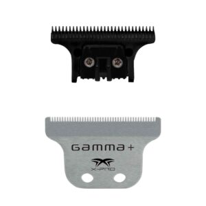 GAMMA+ Replacement Fixed Classic X-Pro Blade Stainless Steel with Black Diamond Carbon DLC The One Cutting Trimmer Blade Set