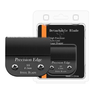 Professional Detachable Replacement Stainless Steel Blades,compatible with Andis Ultraedge Outliner Blade/oster Classic 76 Clipper,Cut Length 1/150″-0.1mm Black