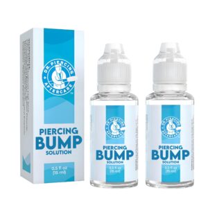 DR. PIERCING AFTERCARE Keloid Drops – Non-Greasy Saline Solution for Keloid Bump Removal for Piercings – May Reduce Appearance of Nose Piercing Bump, Nose Ear Lip Belly (15 mL, 2-Pack)