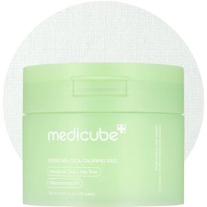 medicube Exosome CICA Tea Tree Calming Toner Pads for Sensitive Skin with Centella Asiatica Help Reduce Redness & breakouts. Low-irritating & Hydrating Daily Care, Korean Skincare, Vegan (100 Pads)