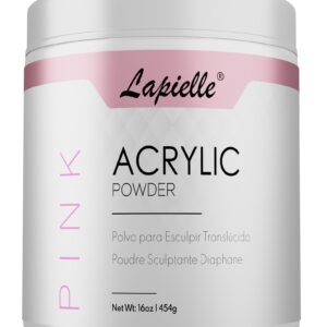 Lapielle Professional Acrylic Powder for Nail Art. Long-lasting> Large capacity and quick dry. Quality Salon Manicure Nail extension (16oz – 1lb – 454g) PINK