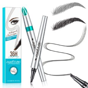 Microblading Eyebrow Pencil, Eyebrow Pen with an Upgrade Micro-Fork Tip Applicator, Waterproof Long-Lasting Microblading Brow Pen, Brow Pencil for Natural Looking Brows Makeup, Black