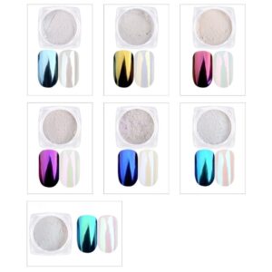 Wuden 7 Jar Pearl Powder Mirror Effect Chrome Nail Powder Nail Manicure Pigment