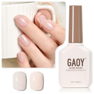GAOY Nude Jelly Gel Nail Polish, 16ml Sheer Translucent Netural Soak Off Gel Polish, UV Light Cure for Nail Art DIY at Home, 2909 Elegance Tone