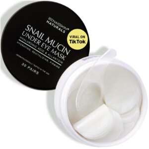 Under Eye Patches for Dark Circles: Snail Mucin Gel Masks for Puffiness Undereye Bags Wrinkles – Instant Brightening Moisturizing Skin Treatment Pads – Gift for Men and Women, 30 Pairs (White)