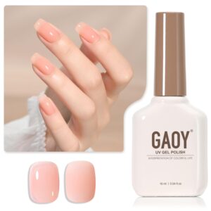 GAOY Sheer Nude Pink Gel Nail Polish, 16ml Jelly Natural Peach Translucent Color 1318 UV Light Cure Gel Polish for Nail Art DIY Manicure and Pedicure at Home