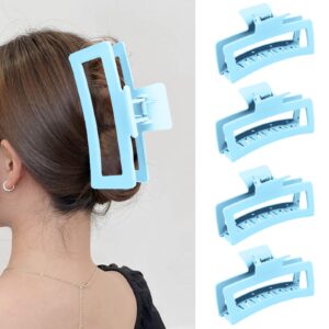 ZYTJ 5 Inche Blue Extra Large Claw Clips for Thick Hair and Long Hair, 4 Pack Xl Jumbo Claw clips, Oversized Matte Non-slip Rectangle Hair Clips for Women, Big Strong Hold Jaw Clip