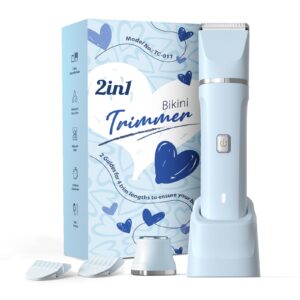 Electric Shaver for Women – Body Hair Trimmer Shaver for Women’s Grooming, Wet & Dry Use Groomer, Dusk Razor for Women, Ladies Electric Razors for Legs, Female Trimmer for Private Area, Blue