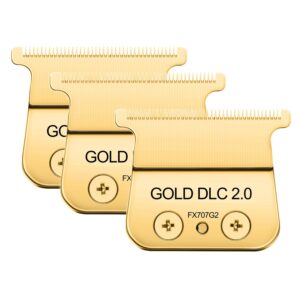 3pcs Trimmer Replacement Blade for Trimmer FX787 & FX726,DLC 2.0 Blades Compatible with Barberology Trimmer Blades,GOLD