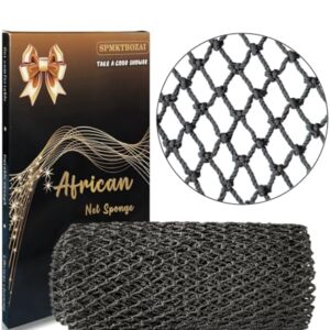 SPMKTBOZAI African Net Sponge Authentic, African Exfoliating Sponge Real African Net Black Owned, African Bath Sponge Back Scrubber, Body Exfoliator Shower Bath Accessories (Black)