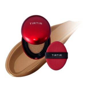 [*Mini Size*] TIRTIR Mask Fit Red Cushion Foundation | Full coverage, Weightless, Skin fit, Satin Glow Finish, Korean Makeup Cushion Foundation (#43N Deep Cocoa, 0.15 Fl Oz)