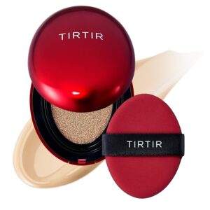 TIRTIR Mask Fit Red Cushion Foundation | Full coverage, Weightless, Skin fit, Satin Glow Finish, Korean Makeup Cushion Foundation (#21W Natural Ivory, 0.63 Fl Oz)
