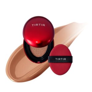 [*Mini Size*] TIRTIR Mask Fit Red Cushion Foundation | Full coverage, Weightless, Skin fit, Satin Glow Finish, Korean Makeup Cushion Foundation (#34C Amber, 0.15 Fl Oz)