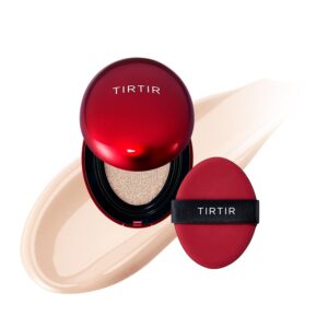 [*Mini Size*] TIRTIR Mask Fit Red Cushion Foundation | Full coverage, Weightless, Skin fit, Satin Glow Finish, Korean Makeup Cushion Foundation (#15C Fair Porcelain, 0.15 Fl Oz)