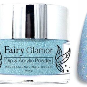 FAIRY GLAMOR Light Blue Glitter Dip & Acrylic Nail Powder – Frosty – 1 oz