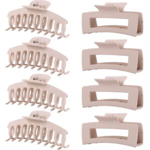 Blond Hair Clips for Women – 8 Pack 4.3 Inch Large Hair Claw Clips for Women Thin Thick Curly Hair, Big Matte Banana Clips,Strong Hold jaw clips