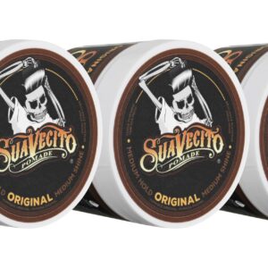 Suavecito Pomade Original Hold 4 oz, 3 Pack – Medium Hold Hair Pomade For Men – Medium Shine Water Based Wax Like Flake Free Hair Gel – Easy To Wash Out – All Day Hold For All Hairstyles