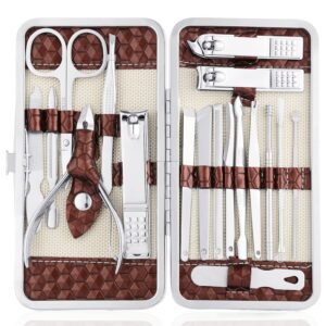 Nail Clippers Set 18 Pieces Stainless Steel Manicure Kit, Professional Grooming Kits, Nail Care Tools with Luxurious Travel Case