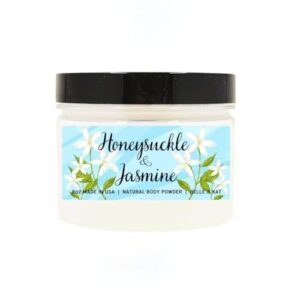Honeysuckle Jasmine Scented Body Powder for Men & Women, Perfume Dusting Powder, Bath Powder with Fragrance & Essential Oils, Talc Free 8oz Container, Made in USA