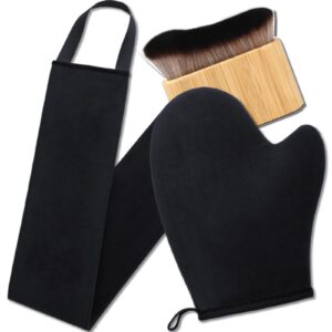3 in 1 Self Tanning Mitts Self Tanner Mitt Applicator Kit – Tanning Glove for Self Tan Mitt, Tanning Brush for Self Tan Brush Back Tanning Applicator Kabuki Body Brush Self Tanner Back Applicator