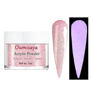 Glow in the dark Glitter Acrylic Nail Powder Pink Colors 1OZ (AP066)