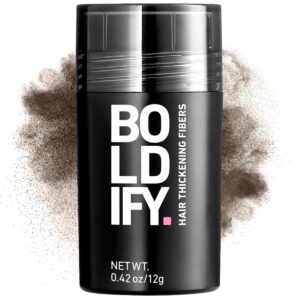 BOLDIFY Hair Fibers (12g) – Fill In Thinning and Fine Hair for an Instantly Fuller, Thicker Look – 14 Shades for Women & Men – Ash Brown