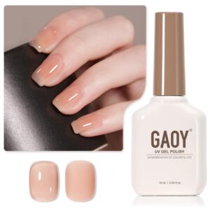 GAOY Jelly Nude Gel Nail Polish, 16ml Sheer Natural Translucent Soak Off Gel Polish, UV Light Cure for Nail Art DIY, 1142 Light Umber