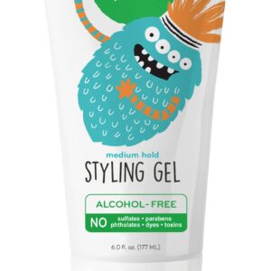 Fresh Monster Kids Hair Styling Gel, Medium Hold Alcohol-Free, Natural Hair Gel for Kids & Toddlers (6oz.)