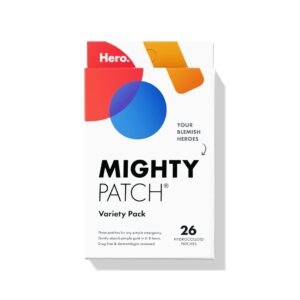 Mighty Patch™ Variety Pack from Hero Cosmetics – Hydrocolloid Acne Pimple Patches for Covering Zits and Blemishes, Spot Stickers for Face and Skin, Korean Skin Care, 26 ct
