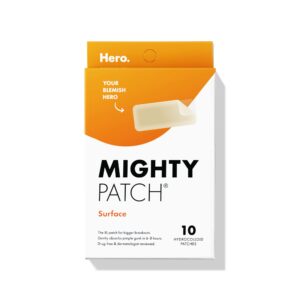Mighty Patch Surface from Hero Cosmetics – Hydrocolloid Spot Patch for Body, Cheek, Forehead, and Chin, Vegan-friendly (10 Count)