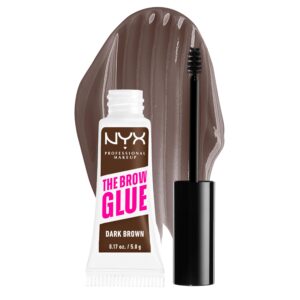 NYX PROFESSIONAL MAKEUP The Brow Glue, Extreme Hold Tinted Eyebrow Gel – Dark Brown