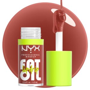 NYX PROFESSIONAL MAKEUP Fat Oil Lip Drip, Moisturizing, Shiny and Vegan Tinted Lip Gloss – Splash of Cream (Honey Nude)
