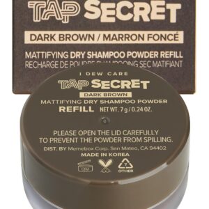 I DEW CARE Biotin Clarifying Dry Shampoo – Tap Secret Dark Brown Refill | Strengthening & Volumizing, Powder Type, Refillable, Travel size, Non-aerosol, Brunette, Mother’s Day, 0.24 Oz