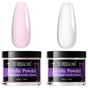 ROSALIIND Clear Pink Acrylic Powder Set>ROSALIND 2pcs * 50g/1.76oz Soft Pink Acrylic Clear Nail Powder for Acrylic Extension Professional Crystal Polymer Nail Powder Acrylic Nail Caving