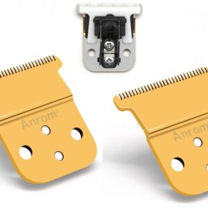 Anrom Trimmer Replacement T Blade Set,D7#32655 D8#3240 Ceramic Blade -Carbon Steel Blade Set for Andis Slimline Pro Li D7/D8 Hair Clipper Trimmer (2Pack Gold)
