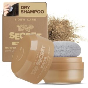 I DEW CARE Biotin Clarifying Dry Shampoo – Tap Secret Blonde | Strengthening & Volumizing, Powder Type, Refillable, Travel size, Non-aerosol, Brunette, Korean Ginseng 0.24 Oz