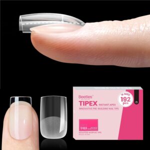 Beetles Tipex Instant Apex Nail Tips Extra Short Square: 192 Pcs Pre-Building&Pre-Etched Short Square Gel Nail Tips Full Cover Half Matte False Glue on Nail Tips -Thick Acrylic Nail Set for Flat Nails