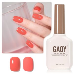 GAOY Orange Gel Nail Polish, 16ml Soak Off Gel Polish, UV Light Cure for Nail Art DIY Manicure at Home, 2446 Coral Orange