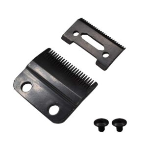 ZEROKIWI Professional 2 Hole Replacment Blades Set #2161-400-8148, Including 1 Carbon Steel Fix Blade, 1 Ceramic Moving Cutting Blade and 2 Screws, Compatible with Magic Clip 5 Star Series(Black)