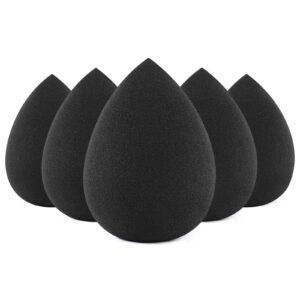 BEAKEY Makeup Sponge Set, 5 Pcs Foundation Blending Sponge, Beauty Sponges Flawless for Liquid, Cream, and Powder, Latex-Free and Vegan Boun Boun Makeup Sponges, Black