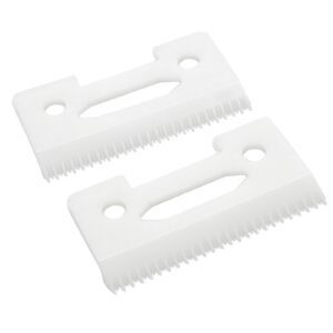 Professional 2-Hole Stagger Tooth Replacement Blades Set #2161, Compatible with Wahl 5 Star Series Cordless Magic Clip Hair Clipper (White)