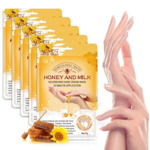 Honey and Milks Hand Peel Mask 5Pack> Natural Moisturizing Gloves Treatment Cream hand mask Peel for dry hands>Therapy glove for Men Women Repair Crack exfoliating skin