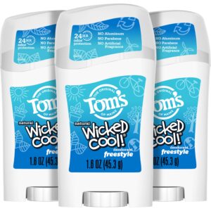 Tom’s of Maine Aluminum-Free Wicked Cool! Natural Deodorant for Kids, Freestyle, 1.6 oz. 3-Pack (Packaging May Vary)