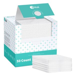 Ditoi Disposable Face Towels,Ultra Thick Face Towelettes XL, Lint- Free Facial Wipes for Makeup Removal & Gentle Skin Care,50 Count, 10″×12″, Eco-Friendly