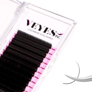 VEYES INC Cashmere Volume Lash Extensions C CC D DD LD L B J M Curl 0.03-0.20 thickness 5-25mm, Super Matte Black Individual Eyelashes Tray, Professional Supplies for Lash Techs (0.03 D 14mm)