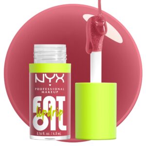 NYX PROFESSIONAL MAKEUP Fat Oil Lip Drip, Moisturizing, Shiny and Vegan Tinted Lip Gloss – Chillin Like a Villain (Pale Dusty Rose)