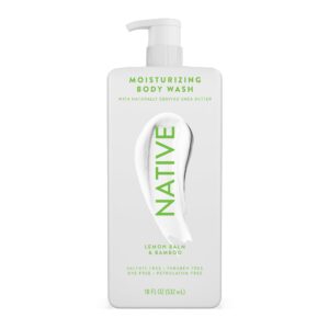 Native Moisturizing Body Wash Contains Naturally Derived Ingredients | For Women & Men, Sulfate, Paraben, & Dye Free Leaving Skin Soft and Hydrated | Lemon Balm & Bamboo 18 oz